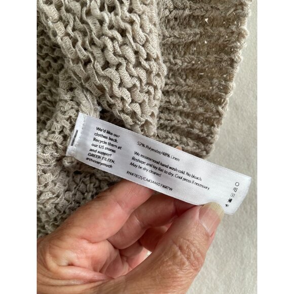 Eileen Fisher Knitted Beige Sweater Linen Blend 3/4 Sleeves See Pics for Size - Picture 9 of 10